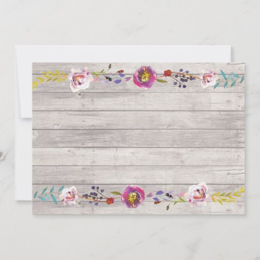 ブライダルシャワーライト花の旅程の木製のヴィンテージ 招待状 (裏面)