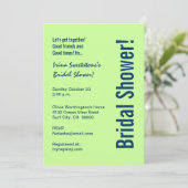 ブライダルシャワーライムグリーン&ネイビーブルーサークル 招待状 (スタンド正面)