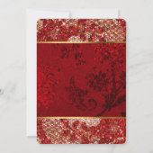 ブライダルシャワーラグジュアリー金ゴールドレッドレーススパークリー 招待状 (裏面)