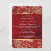 ブライダルシャワーラグジュアリー金ゴールドレッドレーススパークリー 招待状 (正面)