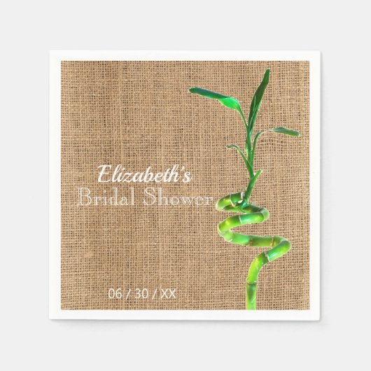 ブライダルシャワーラッキーバンブーバーラップパーソナライズされた スタンダードカクテルナプキン (正面)