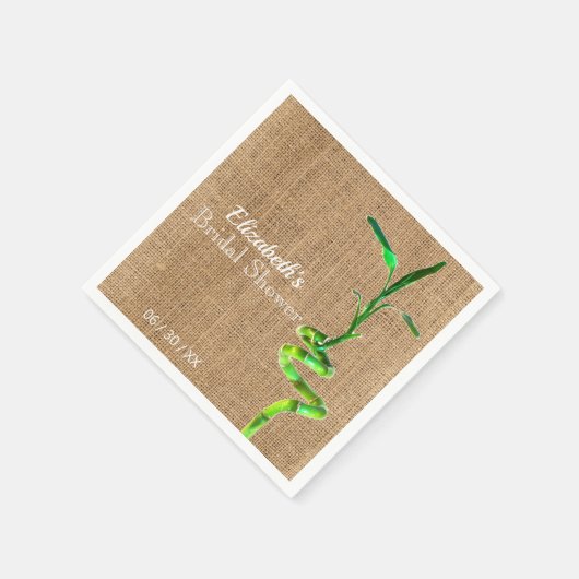 ブライダルシャワーラッキーバンブーバーラップパーソナライズされた スタンダードカクテルナプキン (角)