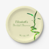 ブライダルシャワーラッキーバンブーパステルイエローテンプレート ペーパープレート (正面)