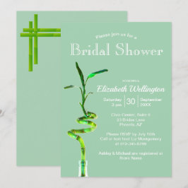 ブライダルシャワーラッキーバンブーパステルグリーンテンプレート 招待状