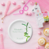 ブライダルシャワーラッキーパーソナライズされたバンブーイエロー ペーパープレート (パーティー)