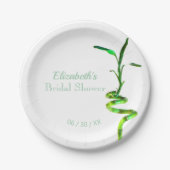 ブライダルシャワーラッキーパーソナライズされたバンブーイエロー ペーパープレート (正面)