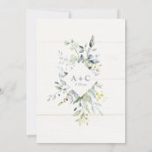 ブライダルシャワーラックスカリグラフィダスティブルーフローラ 招待状 (裏面)