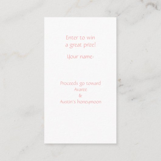 ブライダルシャワーラッフルチケット同封カード エンクロージャーカード (裏面)