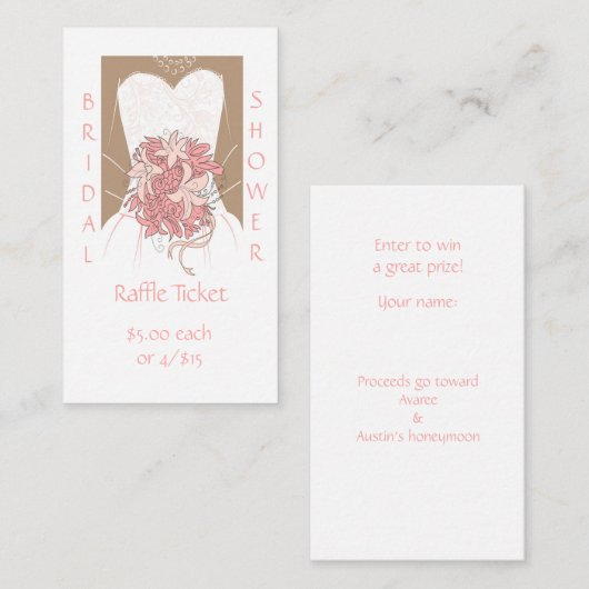 ブライダルシャワーラッフルチケット同封カード エンクロージャーカード (正面/裏面)