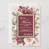 ブライダルシャワーラブイン開花ホワイトピンクバーガンデーフロル 招待状 (正面)