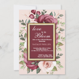 ブライダルシャワーラブイン開花ホワイトピンクバーガンデーフロル 招待状