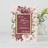 ブライダルシャワーラブイン開花ホワイトピンクバーガンデーフロル 招待状 (スタンド正面)