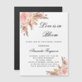 ブライダルシャワーラブ開花フラワーパンパスボホラグジュアリー マグネット招待状 (正面/裏面)