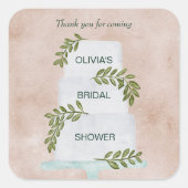 ブライダルシャワーラベル結婚のケーキお願い スクエアシール (正面)