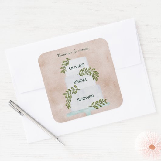 ブライダルシャワーラベル結婚のケーキお願い スクエアシール (封筒)