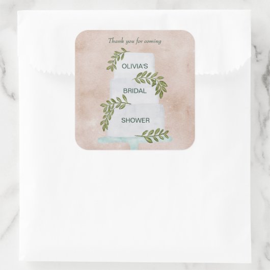 ブライダルシャワーラベル結婚のケーキお願い スクエアシール (バッグ)