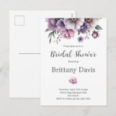 ブライダルシャワーラベンダーウォーターカラーフローラポストカード シーズンポストカード (正面/裏面)