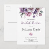 ブライダルシャワーラベンダーウォーターカラーフローラポストカード シーズンポストカード (正面/裏面)