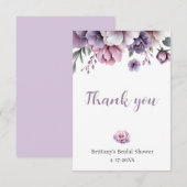 ブライダルシャワーラベンダーウォーターカラーフローラ サンキューカード (正面/裏面)