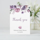ブライダルシャワーラベンダーウォーターカラーフローラ サンキューカード (スタンド正面)