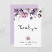 ブライダルシャワーラベンダーウォーターカラーフローラ サンキューカード (正面/裏面)