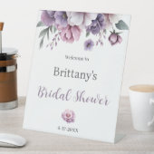 ブライダルシャワーラベンダーウォーターカラーフローラ 台座サイン (インサイチュ)