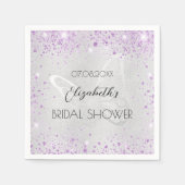 ブライダルシャワーラベンダーバタフライ スタンダードカクテルナプキン (正面)