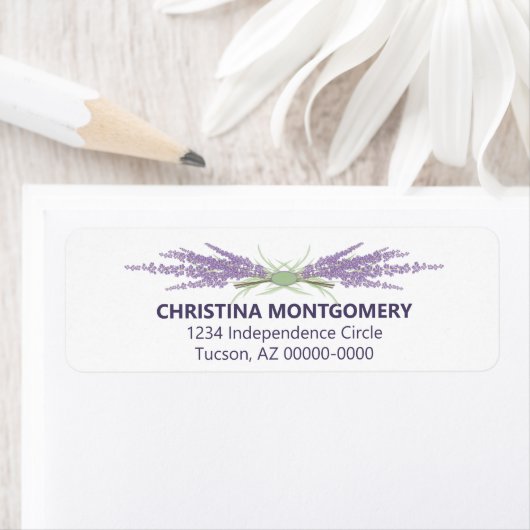 ブライダルシャワーラベンダーフラワーハーブ束カスタム束 ラベル (インサイチュ)