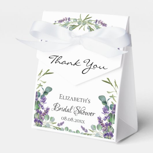 ブライダルシャワーラベンダーユーカリ感謝していユー フェイバーボックス (正面サイド)