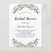 ブライダルシャワーラベンダーユーカリ花模様 インビテーションポストカード (正面)