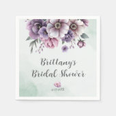 ブライダルシャワーラベンダー&グリーンフローラ スタンダードカクテルナプキン (正面)