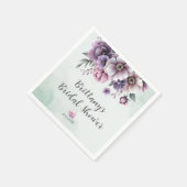 ブライダルシャワーラベンダー&グリーンフローラ スタンダードカクテルナプキン (角)