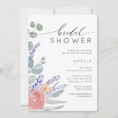 ブライダルシャワーラベンダー&ユーカリプトゥスウォーターカラー 招待状 (正面)