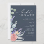 ブライダルシャワーラベンダー&ユーカリプトゥスウォーターカラー 招待状 (正面)