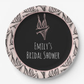 ブライダルシャワーランジェリーパーティーピンクパターン ペーパープレート (正面)