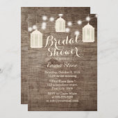 ブライダルシャワーランタン&ストリングウ素朴ンド 招待状 (正面/裏面)