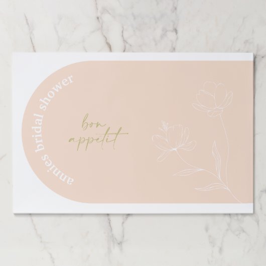 ブライダルシャワーランチョンマットレトロフローラ紙パッドA115 ペーパーパッド (正面)