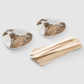 ブライダルシャワーランチョン素朴ウッドアンドレースデザイン ハンドファン (組立なし)