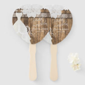 ブライダルシャワーランチョン素朴ウッドアンドレースデザイン ハンドファン (正面&裏面)