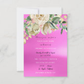 ブライダルシャワーラン絵を描クピンク花水色 招待状 (正面)