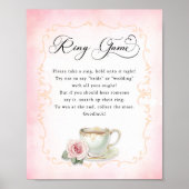 ブライダルシャワーリングや輪ゲームサイン – 茶パーティーテーマ ポスター (正面)