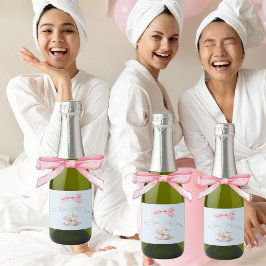 ブライダルシャワーリージェンシーエレガントボーブルーヴィンテージ スパークリングワインラベル