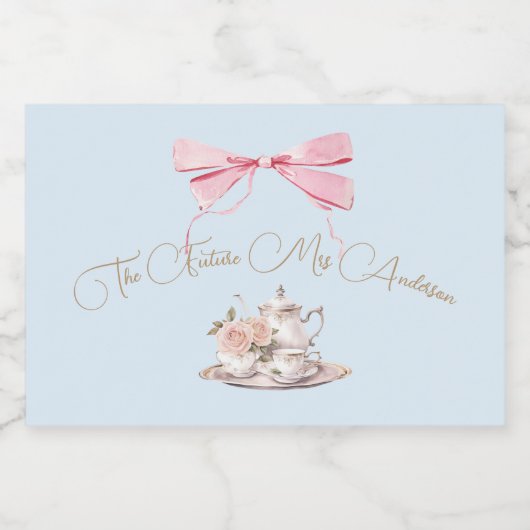 ブライダルシャワーリージェンシーエレガントボーブルーヴィンテージ スパークリングワインラベル (シングルラベル)