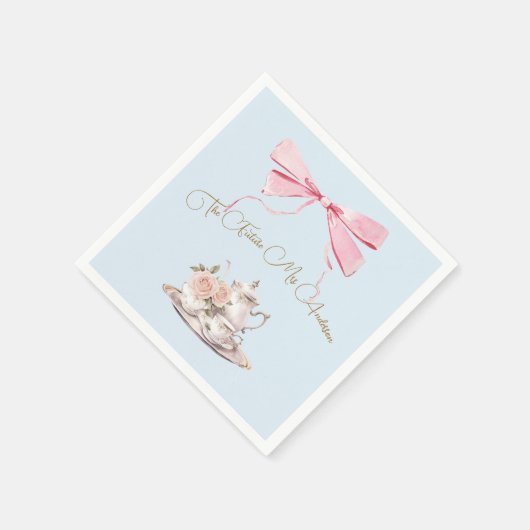 ブライダルシャワーリージェンシーティーパーティーエレガントリボン スタンダードカクテルナプキン (角)