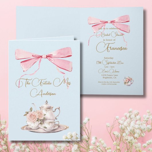 ブライダルシャワーリージェンシーティーパーティーエレガント招待状 ノートカード