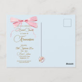 ブライダルシャワーリージェンシーティーパーティーリボン招待状 ポストカード (裏面)