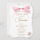 ブライダルシャワーリージェンシーパーティーセージエレガント招待状 (正面)