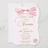 ブライダルシャワーリージェンシーパーティーピンクリボン招待状 (正面)