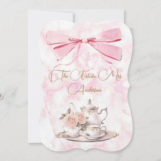 ブライダルシャワーリージェンシーパーティーピンクリボン招待状 (裏面)