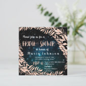 ブライダルシャワーリースバラ金ゴールドブルースカイティール(緑がかった色)スター 招待状 (スタンド正面)